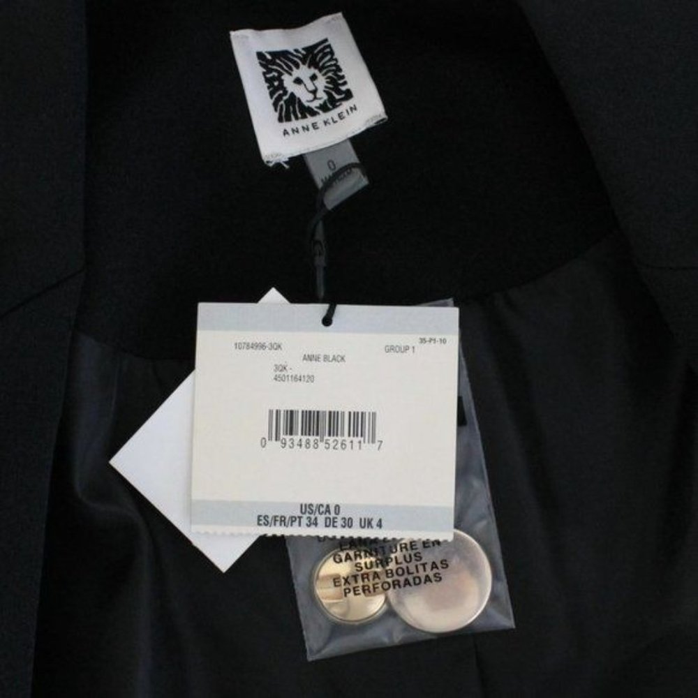 Anne Klein Faux Double Breasted Blazer Open Front, Size 0 - Picture 7 of 7